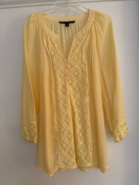 Zac & Rachel Pale Yellow Crochet-Trim Tunic